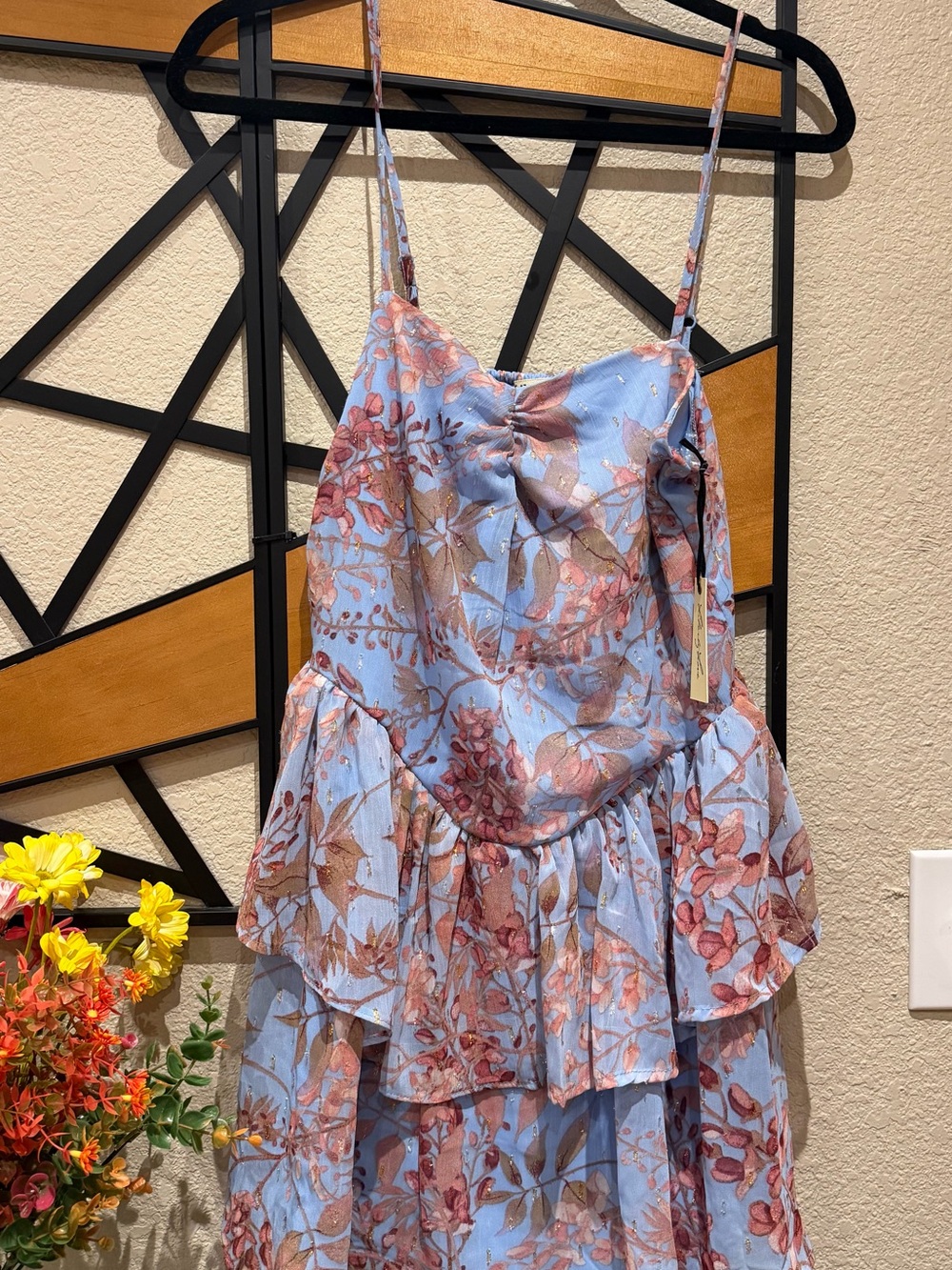 Liberty Love Light Blue Floral Ruffle Maxi Cami